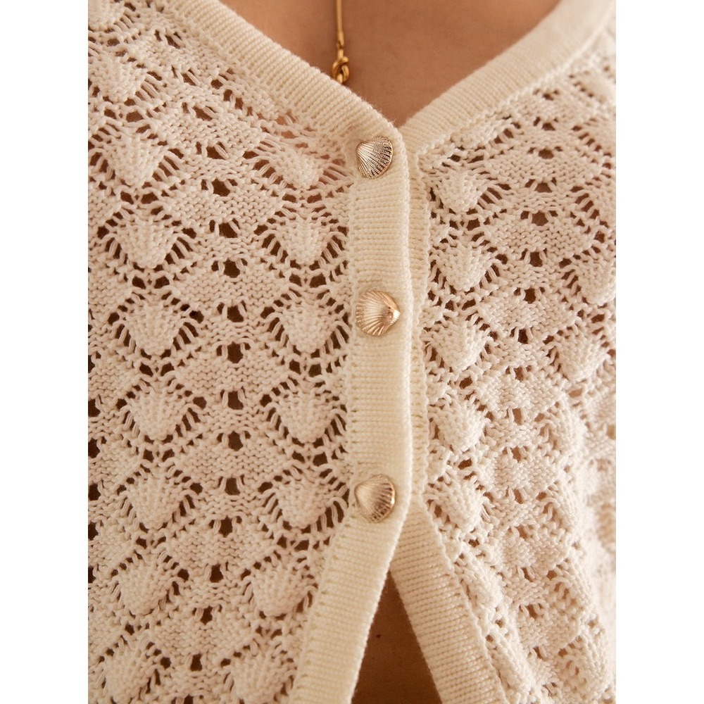 Commense Cotton Blends Hollow Skirt Set Womens Bohemian Outfit Off-White XS - Picture 7 of 13
